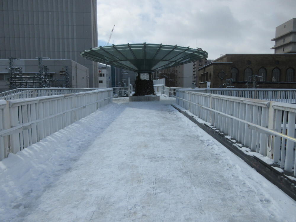 凍った歩道橋